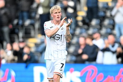 171026 - Swansea City v West Ham United - Sky Bet Championship - Melker Widell of Swansea City dejected at full time