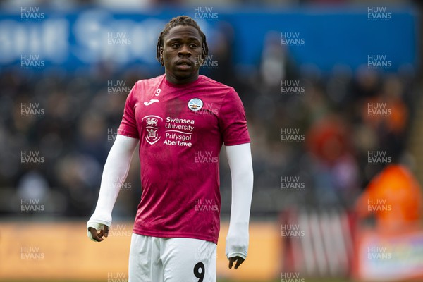 051122 - Swansea City v Wigan Athletic - Sky Bet Championship - Michael Obafemi of Swansea City during the warm up