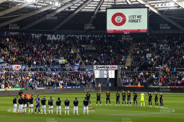 051122 - Swansea City v Wigan Athletic - Sky Bet Championship - A minutes silence is held ahead of kick off