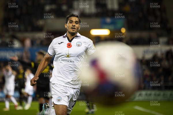 051122 - Swansea City v Wigan Athletic - Sky Bet Championship - Kyle Naughton of Swansea City prepares to take a throw in