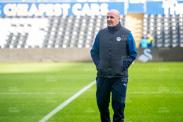 180120 - Swansea City v Wigan Athletic, SkyBet Championship - Wigan Manager, Paul Cook looks on ahead of the game 