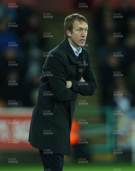 291218 - Swansea City v Wigan Athletic, SkyBet Championship - Swansea City manager Graham Potter reacts during the match