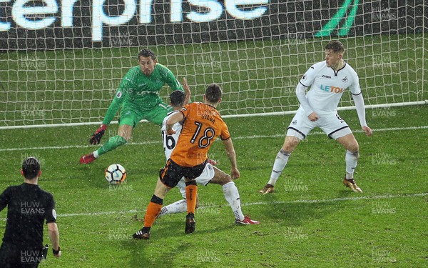 170118 - Swansea City v Wolverhampton Wanderers - FA Cup Replay - Diogo Jota of Wolverhampton Wanderers scores a goal