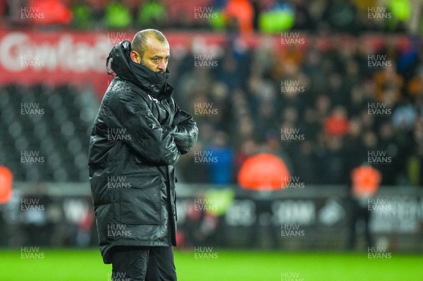 170118 - Swansea City v Wolverhampton Wonderers, FA CUP Replay - Wolves Manager Nuno looks on 