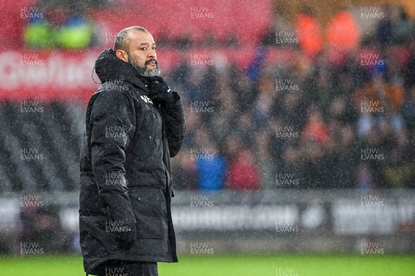 170118 - Swansea City v Wolverhampton Wonderers, FA CUP Replay - Wolves Manager Nuno looks on 