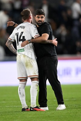 050926 - Swansea City v Wrexham - Sky Bet Championship - Vitor Matos, Swansea Head Coach and Josh Tymon of Swansea City at full time