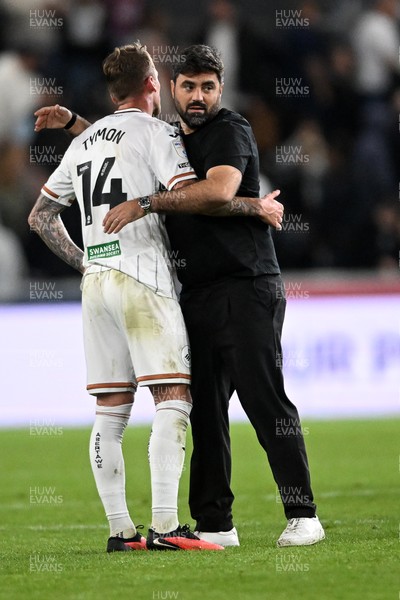050926 - Swansea City v Wrexham - Sky Bet Championship - Vitor Matos, Swansea Head Coach and Josh Tymon of Swansea City at full time