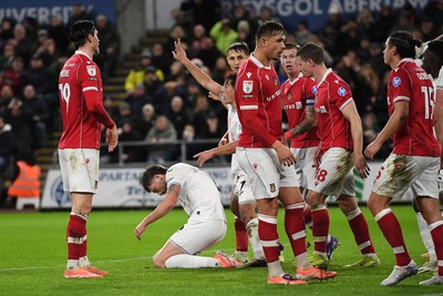 191225 - Swansea City v Wrexham - Sky Bet Championship - Cameron Burgess of Swansea City goes close