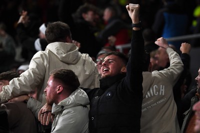 191225 - Swansea City v Wrexham - Sky Bet Championship - Swansea fans celebrate after Zan Vipotnik of Swansea City scores the equalising goal