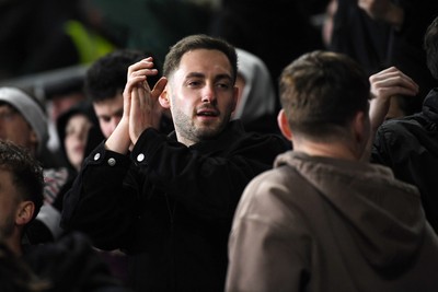 191225 - Swansea City v Wrexham - Sky Bet Championship - Swansea fans celebrate after Zan Vipotnik of Swansea City scores the equalising goal