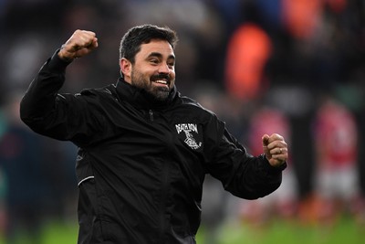 191225 - Swansea City v Wrexham - Sky Bet Championship - Vitor Matos, Swansea Head Coach celebrates the win at full time