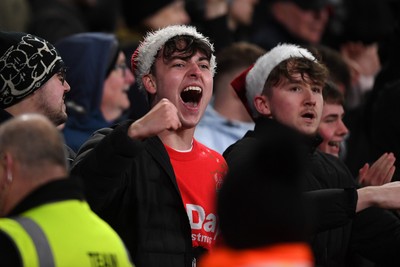 191225 - Swansea City v Wrexham - Sky Bet Championship - Swansea fans after Adam Idah of Swansea City scores the winning goal