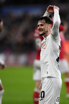 191225 - Swansea City v Wrexham - Sky Bet Championship - Liam Cullen of Swansea City celebrates the win at full time