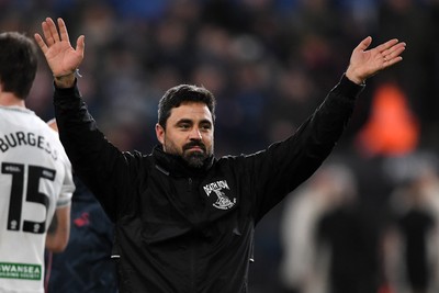 191225 - Swansea City v Wrexham - Sky Bet Championship - Vitor Matos, Swansea Head Coach celebrates the win at full time