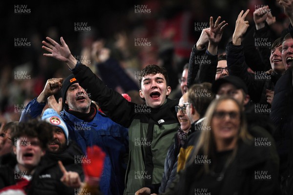 191225 - Swansea City v Wrexham - Sky Bet Championship - Wrexham fans celebrate after their side take the lead