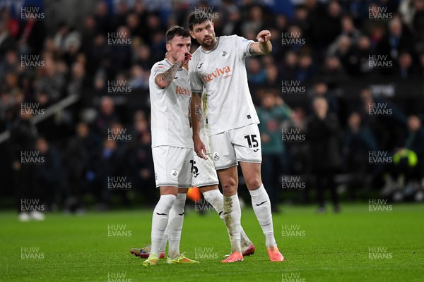 191225 - Swansea City v Wrexham - Sky Bet Championship - Josh Tymon and Cameron Burgess of Swansea City