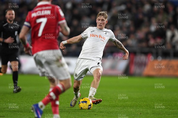 191225 - Swansea City v Wrexham - Sky Bet Championship - Melker Widell of Swansea City