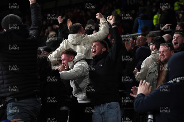 191225 - Swansea City v Wrexham - Sky Bet Championship - Swansea fans celebrate after Zan Vipotnik of Swansea City scores the equalising goal