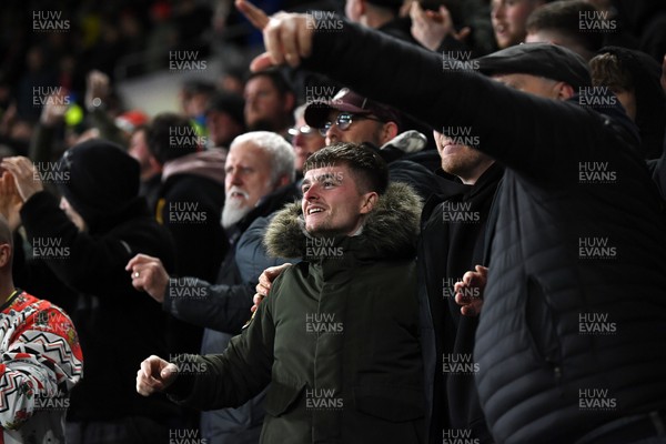 191225 - Swansea City v Wrexham - Sky Bet Championship - Swansea fans celebrate after Zan Vipotnik of Swansea City scores the equalising goal