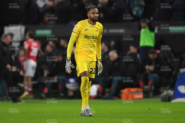 191225 - Swansea City v Wrexham - Sky Bet Championship - Lawrence Vigouroux of Swansea City celebrates the win at full time