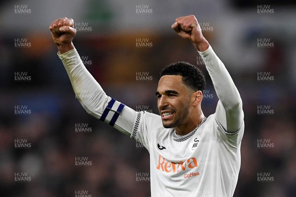 191225 - Swansea City v Wrexham - Sky Bet Championship - Ben Cabango of Swansea City celebrates the win at full time