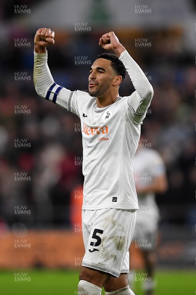 191225 - Swansea City v Wrexham - Sky Bet Championship - Ben Cabango of Swansea City celebrates the win at full time