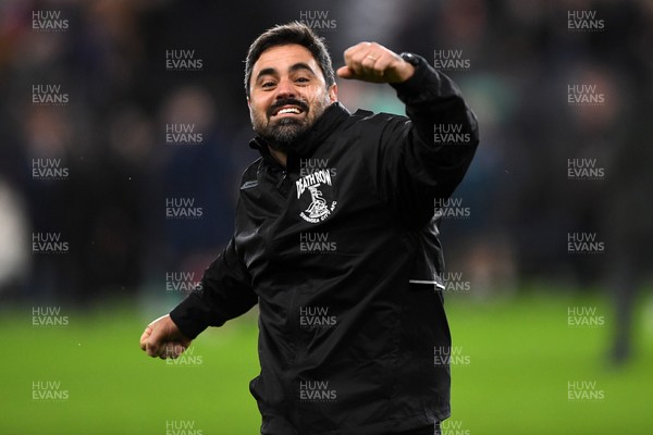 191225 - Swansea City v Wrexham - Sky Bet Championship - Vitor Matos, Swansea Head Coach celebrates the win at full time