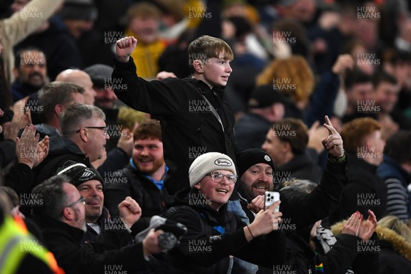 191225 - Swansea City v Wrexham - Sky Bet Championship - Swansea fans after Adam Idah of Swansea City scores the winning goal