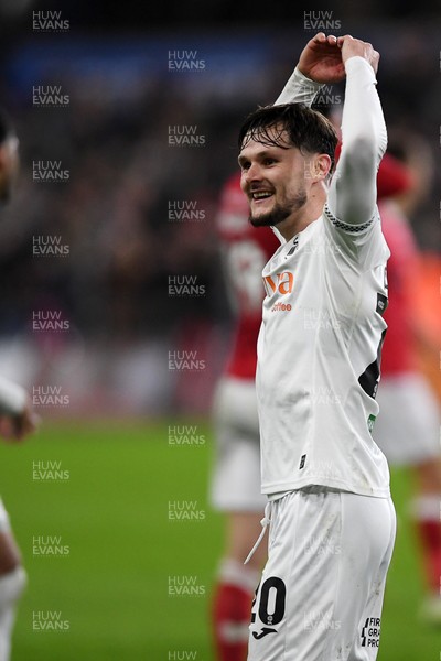 191225 - Swansea City v Wrexham - Sky Bet Championship - Liam Cullen of Swansea City celebrates the win at full time