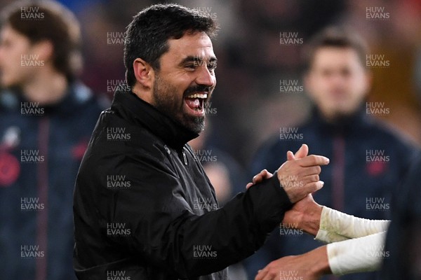 191225 - Swansea City v Wrexham - Sky Bet Championship - Vitor Matos, Swansea Head Coach celebrates the win at full time