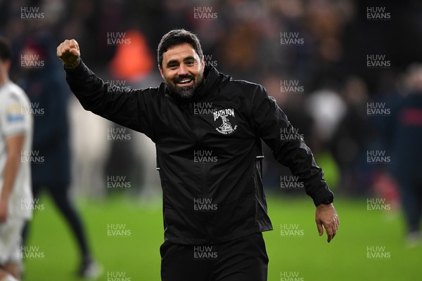191225 - Swansea City v Wrexham - Sky Bet Championship - Vitor Matos, Swansea Head Coach celebrates the win at full time