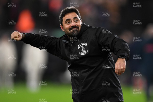 191225 - Swansea City v Wrexham - Sky Bet Championship - Vitor Matos, Swansea Head Coach celebrates the win at full time