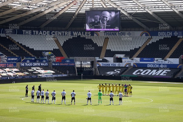 170421 - Swansea City - Wycombe Wanderers - SkyBet Championship - The teams respect a 2 minute silence in memory of The Prince Philip, who�s funeral is today