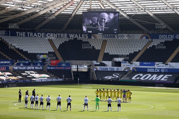 170421 - Swansea City - Wycombe Wanderers - SkyBet Championship - The teams respect a 2 minute silence in memory of The Prince Philip, who�s funeral is today