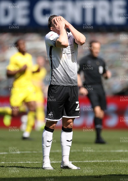 170421 - Swansea City - Wycombe Wanderers - SkyBet Championship - A frustrated Connor Roberts of Swansea City