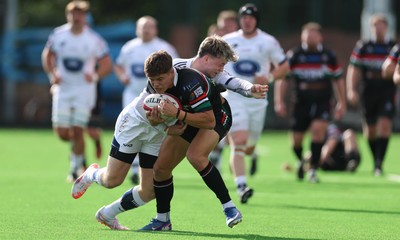 101026 Swansea RFC v Ebbw Vale, Super Rugbi Cymru - Morgan Rees of Ebbw Vale is tackled