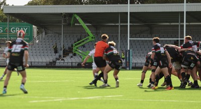 101026 Swansea RFC v Ebbw Vale, Super Rugbi Cymru - Work continues on the stadium as the game is played