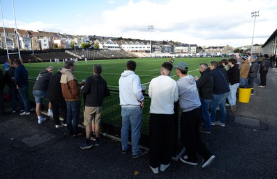 101026 Swansea RFC v Ebbw Vale, Super Rugbi Cymru - Supporters watch the first match at re-developed St Helens