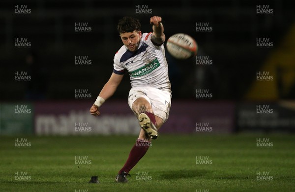 110117 - Swansea RFC v Llanelli RFC - Fosters Cup - Iestyn Wilson of Swansea kicks the conversion by Chris Fairweather/Huw Evans Agency