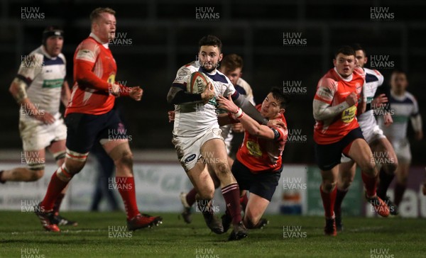 110117 - Swansea RFC v Llanelli RFC - Fosters Cup - Ryan John Evans of Swansea runs in to score a try by Chris Fairweather/Huw Evans Agency