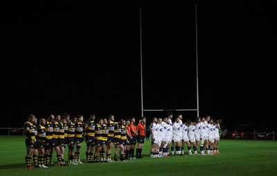 021025 - Swansea RFC v Newport RFC, Super Rygbi Cymru - The teams lineup for a minutes silence in memory of former Swansea players who died over the summer break