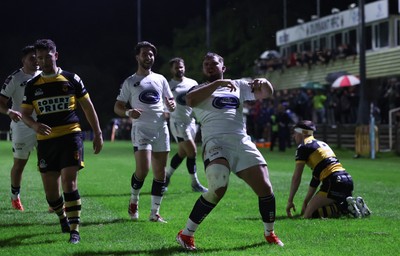 021025 - Swansea RFC v Newport RFC, Super Rygbi Cymru - Jacob Hopkins of Swansea powers over to score the opening try