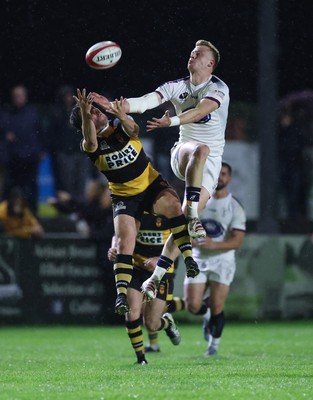 021025 - Swansea RFC v Newport RFC, Super Rygbi Cymru - Lewis Edwards of Swansea  and Matt O’Brien of Newport compete for the ball