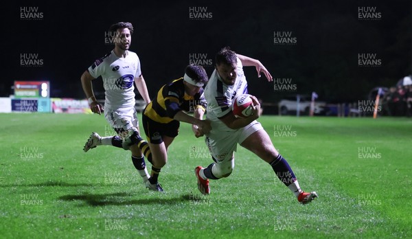 021025 - Swansea RFC v Newport RFC, Super Rygbi Cymru - Jacob Hopkins of Swansea powers over to score the opening try