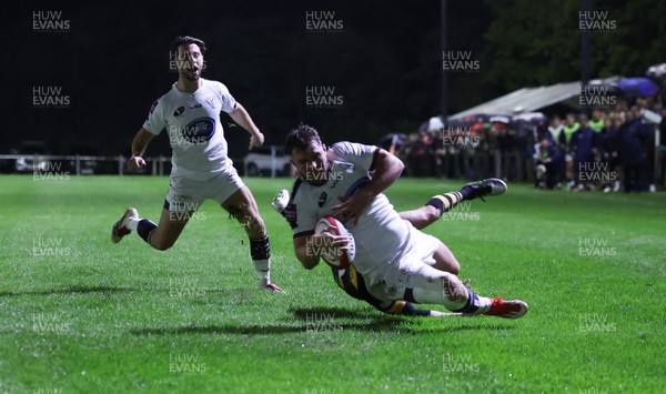 021025 - Swansea RFC v Newport RFC, Super Rygbi Cymru - Jacob Hopkins of Swansea powers over to score the opening try