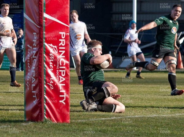 07 03 15 - Swansea RFC v RGC1404 - SWALEC Championship - RGC's Evan Yardley Slides scores try