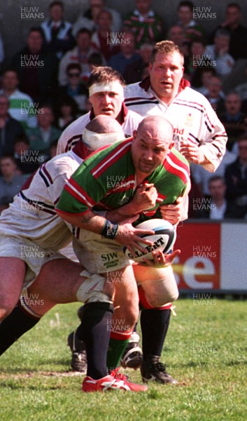 120497 - Swansea v Ebbw Vale - Steve Jones of Ebbw is stopped by Alan Reynolds