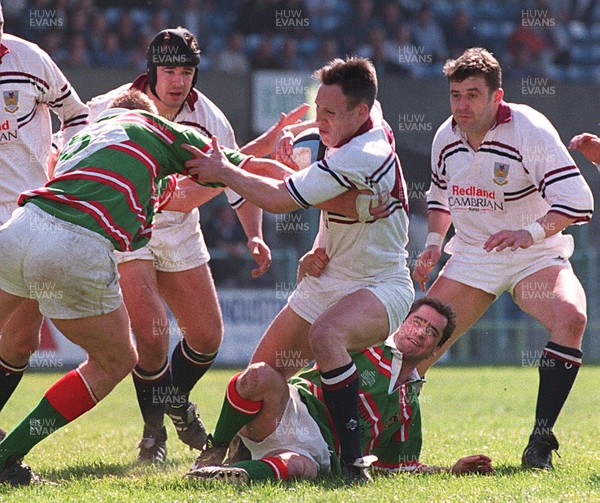 120497 - Swansea v Ebbw Vale - Mark Taylor is tackled by Jason Lillas