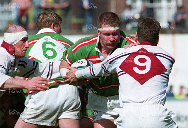 120497 - Swansea v Ebbw Vale - Mark Jones of Ebbw is tackled by Andy Booth