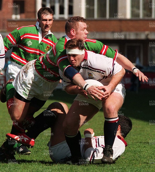 120497 - Swansea v Ebbw Vale - Chay Billen tackles Steve Moore